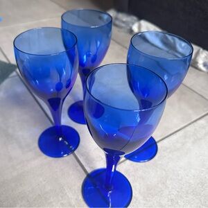 Cobalt Blue Stemmed Wine Glasses - Set of 4